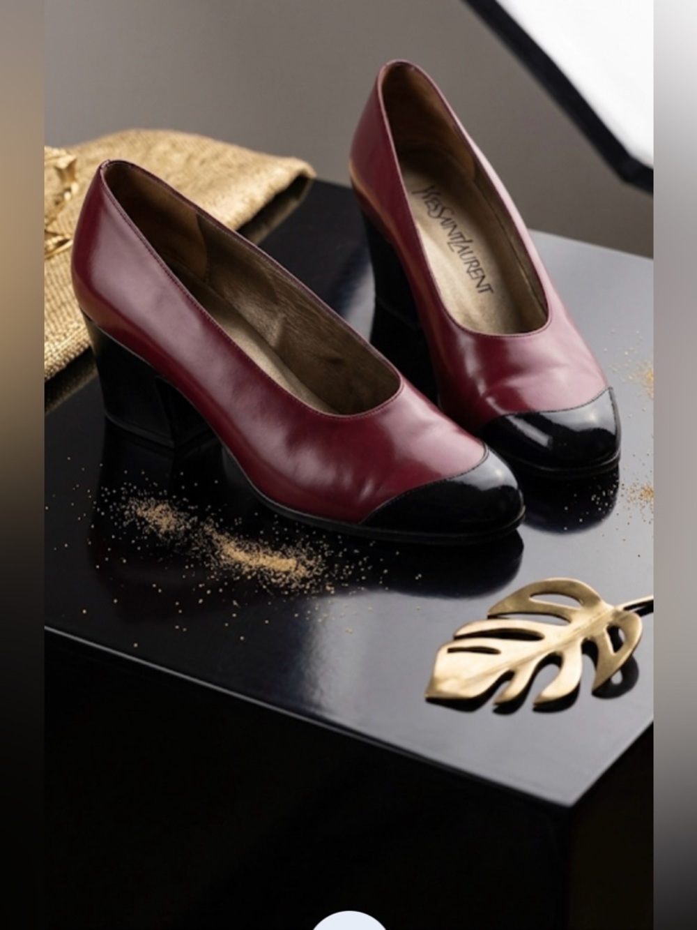 Vintage .Yves Saint Laurent Red and Black Stiletto Heels - Picture 2 of 8